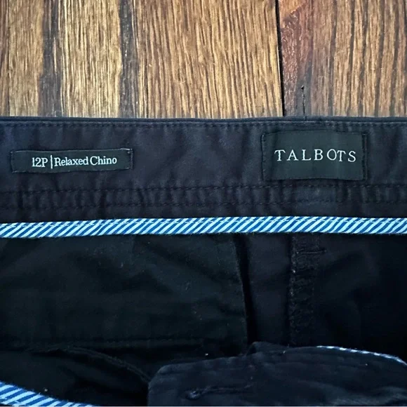 🦋 Talbots Black Relaxed Chinos Classic Style 12P - Picture 12 of 13